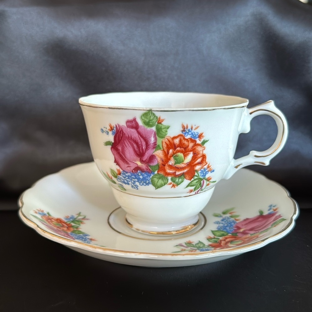 Vintage Teacup and Saucer flower design made in Japan